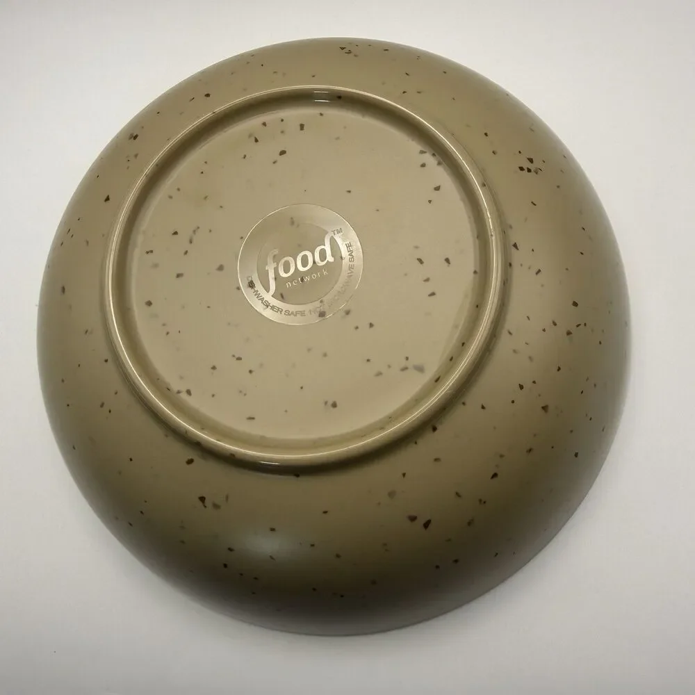Food Network Set of 6 Melamine Dinner Cereal Bowls Beige with Brown Border